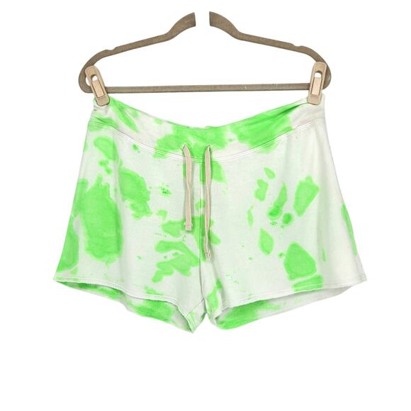 Sundry By Anthropology Women Tie Dye Neon Lime Rayon Cutoff Shorts Size 3/Large - Picture 1 of 6